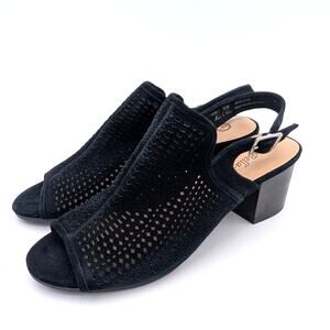 Bella Vita Emmalyn Slingback Block Heel Sandals Peep Toe Black Size US10M EU42